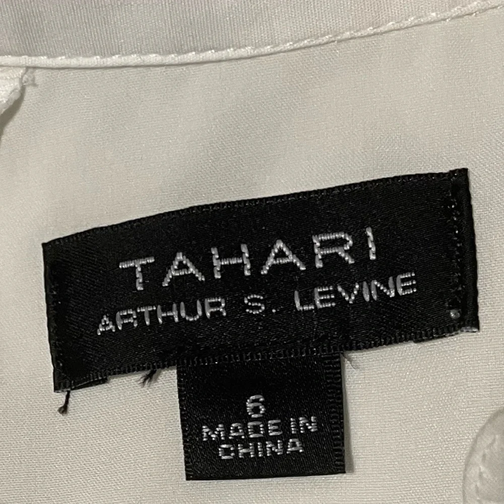 TAHARI ASL Ivory Tie Shirt Dress Size 6 - Picture 7 of 7
